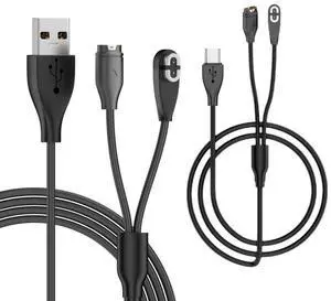 2 Pack 2 in 1 USB Charging Cable, USB A/USB C to 2Pin/4Pin 5V1A Magnetic Charging Cable 3.28FT Compatible with Shokz Headphones and Garmin Watch 2 Pack 2 in 1 USB Charging Cable, USB A/USB C to 2Pin/4Pin 5V1A Magnetic Charging Cable 3.28FT Compatible with Shokz Headphones and Garmin Watch