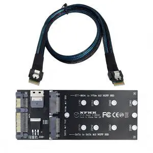 M.2 NVME to SFF-8654 NGFF SSD to SATA 2 in 1 Combo Adapter with SFF-8654 Cable for Mainboard Internal Expansion (Not Work NVME SSD to SATA) M.2 NVME to SFF-8654 NGFF SSD to SATA 2 in 1 Combo Adapter with SFF-8654 Cable for Mainboard Internal Expansion (Not Work NVME SSD to SATA)
