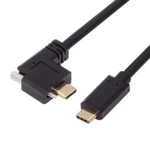 USB C to C Cable,USB C Male to Male Fast Charging Data Transfer 90 Degree Angled Flat Extension Cable with Screws USB C to C Cable,USB C Male to Male Fast Charging Data Transfer 90 Degree Angled Flat Extension Cable with Screws