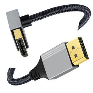 DisplayPort 1.2 Cable, DisplayPort to DisplayPort 90 Degree UP Angled 4K@60Hz 2K@144Hz High Speed Gold Plated Braided Cable 1.0M DisplayPort 1.2 Cable, DisplayPort to DisplayPort 90 Degree UP Angled 4K@60Hz 2K@144Hz High Speed Gold Plated Braided Cable 1.0M