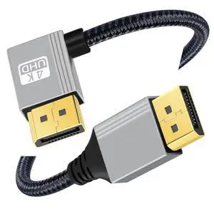 DisplayPort 1.2 Cable, DisplayPort to DisplayPort 90 Degree Right Angled 4K@60Hz 2K@144Hz High Speed Gold Plated Braided Cable 1.0M DisplayPort 1.2 Cable, DisplayPort to DisplayPort 90 Degree Right Angled 4K@60Hz 2K@144Hz High Speed Gold Plated Braided Cable 1.0M