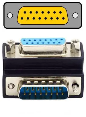 DSUB D-subminiature 15Pin Male to Female Down 90Degree Angled Extension Adapter DB Connector DSUB D-subminiature 15Pin Male to Female Down 90Degree Angled Extension Adapter DB Connector