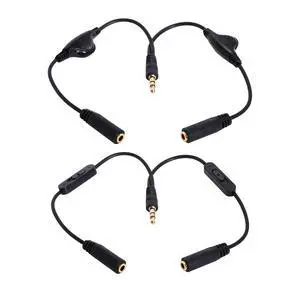 2PCS CY Black 3.5mm Stereo Male to Double 3.5mm Female Audio Headphone Y Splitter Cable with Volume Switch 2PCS CY Black 3.5mm Stereo Male to Double 3.5mm Female Audio Headphone Y Splitter Cable with Volume Switch