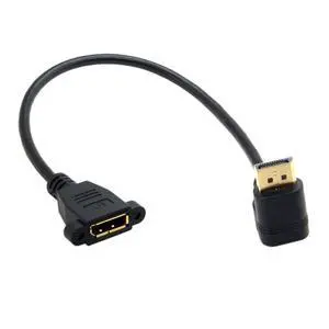 4K DisplayPort Extension Cable 0.98FT, DisplayPort 1.2 Male to Female 90 Degree UP Angled Extension Cable with Screw Holes 4K DisplayPort Extension Cable 0.98FT, DisplayPort 1.2 Male to Female 90 Degree UP Angled Extension Cable with Screw Holes