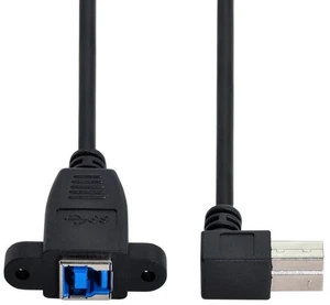 Printer Cable,USB 3.0 Type B Male to Female 90 Degree Angled Extension Cable with Panel Mount Screws for Printer, Hard Disk 50cm Printer Cable,USB 3.0 Type B Male to Female 90 Degree Angled Extension Cable with Panel Mount Screws for Printer, Hard Disk 50cm