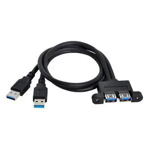USB 3.0 Front Panel Header 2 Male to 2 USB 3.0 Female Panel Port Extension Cable 0.5M with Panel Mount Holes USB 3.0 Front Panel Header 2 Male to 2 USB 3.0 Female Panel Port Extension Cable 0.5M with Panel Mount Holes