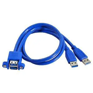 USB 3.0 Front Panel Header 2 Male to 2 Female Extension Cable 0.5M with Panel Mount Screw USB 3.0 Front Panel Header 2 Male to 2 Female Extension Cable 0.5M with Panel Mount Screw