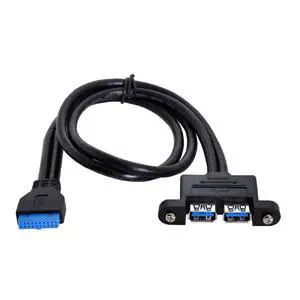 USB 3.0 Front Panel Header 19/20Pin 1 Male to 2 USB 3.0 Female Panel Port Extension Cable 1.64ft with Panel Mount Screw USB 3.0 Front Panel Header 19/20Pin 1 Male to 2 USB 3.0 Female Panel Port Extension Cable 1.64ft with Panel Mount Screw