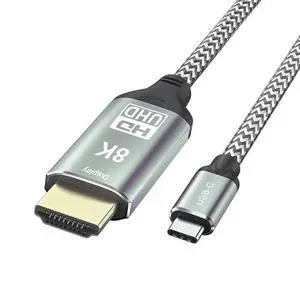 5.91FT USB C to HDMI 8K Displays Gold Plating Braided Cable Supports 8K@30Hz,4K@60Hz One Way Transmission Compatible with Thunderbolt 3/4 5.91FT USB C to HDMI 8K Displays Gold Plating Braided Cable Supports 8K@30Hz,4K@60Hz One Way Transmission Compatible with Thunderbolt 3/4