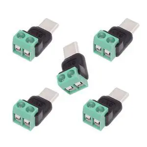5 Pack USB C 2Pin Plug Solderless 5V3A Charging Connector for Power Bank/Phone/Radiators/Laptop 5 Pack USB C 2Pin Plug Solderless 5V3A Charging Connector for Power Bank/Phone/Radiators/Laptop