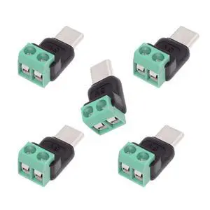 5 Pack USB C 2Pin Plug Solderless 5V3A Charging Connector for Power Bank/Phone/Toy 5 Pack USB C 2Pin Plug Solderless 5V3A Charging Connector for Power Bank/Phone/Toy