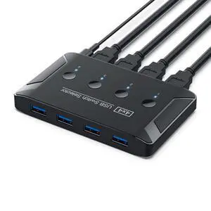USB 3.0 KVM Sharing Switch Selector 4 Computers Sharing 4 USB Devices for Keyboard Mouse Scanner Printer USB 3.0 KVM Sharing Switch Selector 4 Computers Sharing 4 USB Devices for Keyboard Mouse Scanner Printer
