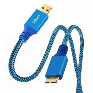 USB 3.0 Cable USB 3.0 to USB 3.0 Micro-B Extension Data Cable 5Gbps Blue Nylon Braided 0.3M USB 3.0 Cable USB 3.0 to USB 3.0 Micro-B Extension Data Cable 5Gbps Blue Nylon Braided 0.3M