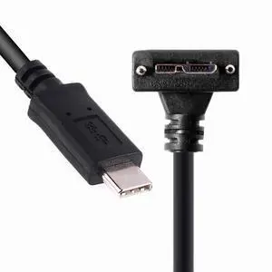 Cable 5Gbps USB-C Type-C Host to Micro USB3.0 Screw Mount 90 Degree Down Angled for Industrial Camera Storage Cable 5Gbps USB-C Type-C Host to Micro USB3.0 Screw Mount 90 Degree Down Angled for Industrial Camera Storage