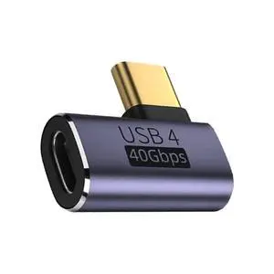 40Gbps USB4 Type C Male to Female 90 Degree Left Right Angled 100W Power Data 8K Video Adapter for USB4.0 40Gbps USB4 Type C Male to Female 90 Degree Left Right Angled 100W Power Data 8K Video Adapter for USB4.0