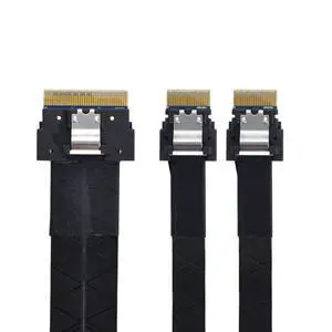 Slimline Cable PCI-E Ultraport SAS Slim 4.0 SFF-8654 8i 74pin to Dual SFF-8654 4i 38Pin Cable 40cm PCI-Express Slimline Cable PCI-E Ultraport SAS Slim 4.0 SFF-8654 8i 74pin to Dual SFF-8654 4i 38Pin Cable 40cm PCI-Express
