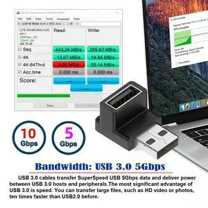 10Gbps USB3.0 Male to Female Extension Power Data Video Adapter 90 Degree Down Angled Type 10Gbps USB3.0 Male to Female Extension Power Data Video Adapter 90 Degree Down Angled Type