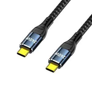 Cable USB-C 240W Type-C Male to Male Cable 48V 5A Compatible with USB2.0 480Mbps 100W Charging for Laptop Tablet Phone Cable USB-C 240W Type-C Male to Male Cable 48V 5A Compatible with USB2.0 480Mbps 100W Charging for Laptop Tablet Phone