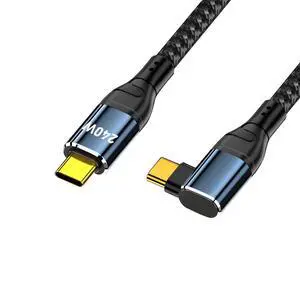 Cable USB-C 240W Type-C Male to Male Cable Left Right Angled Connector 48V 5A Compatible with USB2.0 480Mbps 100W Charging for Laptop Tablet Phone Cable USB-C 240W Type-C Male to Male Cable Left Right Angled Connector 48V 5A Compatible with USB2.0 480Mbps 100W Charging for Laptop Tablet Phone