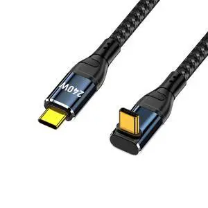 Cable USB-C 240W Type-C Male to Male Cable Up Down Angled Connector 48V 5A Compatible with USB2.0 480Mbps 100W Charging for Laptop Tablet Phone Cable USB-C 240W Type-C Male to Male Cable Up Down Angled Connector 48V 5A Compatible with USB2.0 480Mbps 100W Charging for Laptop Tablet Phone