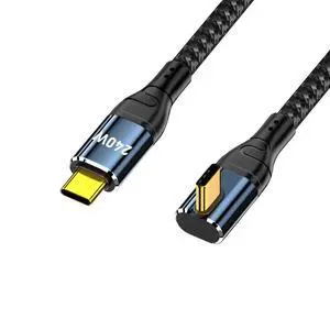 Cable USB-C 240W Type-C Male to Male Cable Low Profile Angled Connector 48V 5A Compatible with USB2.0 480Mbps 100W Charging for Laptop Tablet Phone Cable USB-C 240W Type-C Male to Male Cable Low Profile Angled Connector 48V 5A Compatible with USB2.0 480Mbps 100W Charging for Laptop Tablet Phone