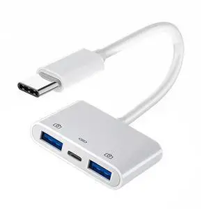Type C USB-C to Dual Type-A USB3.0 Female with PD Power Charge Adapter Compatible with Laptop Tablet Phone Type C USB-C to Dual Type-A USB3.0 Female with PD Power Charge Adapter Compatible with Laptop Tablet Phone