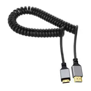 Mini HDMI 2.0 Male to HDMI Male 4K 60hz Stretch Coiled Cable Straight Connector for HDTV Computer Laptop Monitor Mini HDMI 2.0 Male to HDMI Male 4K 60hz Stretch Coiled Cable Straight Connector for HDTV Computer Laptop Monitor