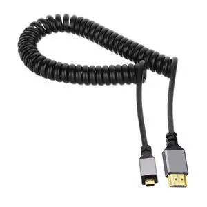 Micro HDMI 2.0 Male to HDMI Male 4K 60hz Stretch Coiled Cable Straight Connector for HDTV Computer Laptop Monitor Micro HDMI 2.0 Male to HDMI Male 4K 60hz Stretch Coiled Cable Straight Connector for HDTV Computer Laptop Monitor