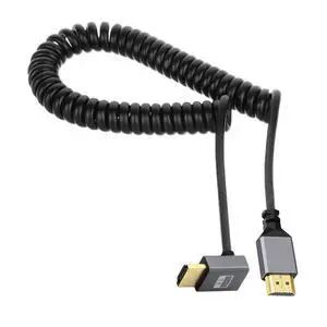 HDMI 2.0 Male to HDMI Male 4K 60hz Stretch Coiled Cable Down Angled 90 Degree for HDTV Computer Laptop Monitor HDMI 2.0 Male to HDMI Male 4K 60hz Stretch Coiled Cable Down Angled 90 Degree for HDTV Computer Laptop Monitor