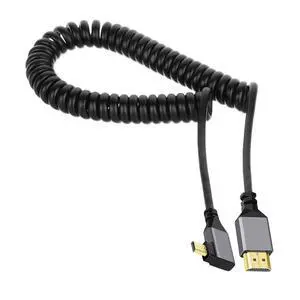 Micro HDMI 2.0 Male to HDMI Male 4K 60hz Stretch Coiled Cable Left Angled 90 Degree for HDTV Computer Laptop Monitor Micro HDMI 2.0 Male to HDMI Male 4K 60hz Stretch Coiled Cable Left Angled 90 Degree for HDTV Computer Laptop Monitor
