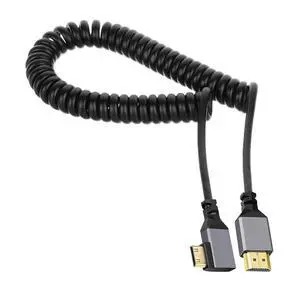 Mini HDMI 2.0 Male to HDMI Male 4K 60hz Stretch Coiled Cable Left Angled 90 Degree for HDTV Computer Laptop Monitor Mini HDMI 2.0 Male to HDMI Male 4K 60hz Stretch Coiled Cable Left Angled 90 Degree for HDTV Computer Laptop Monitor