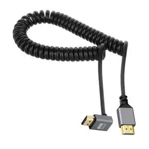 HDMI 2.0 Male to HDMI Male 4K 60hz Stretch Coiled Cable Up Angled 90 Degree for HDTV Computer Laptop Monitor HDMI 2.0 Male to HDMI Male 4K 60hz Stretch Coiled Cable Up Angled 90 Degree for HDTV Computer Laptop Monitor