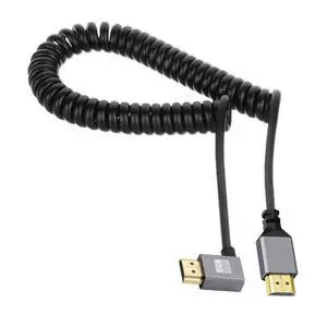 HDMI 2.0 Male to HDMI Male 4K 60hz Stretch Coiled Cable Left Angled 90 Degree for HDTV Computer Laptop Monitor HDMI 2.0 Male to HDMI Male 4K 60hz Stretch Coiled Cable Left Angled 90 Degree for HDTV Computer Laptop Monitor