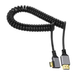 Mini HDMI 2.0 Male to HDMI Male 4K 60hz Stretch Coiled Cable Right Angled 90 Degree for HDTV Computer Laptop Monitor Mini HDMI 2.0 Male to HDMI Male 4K 60hz Stretch Coiled Cable Right Angled 90 Degree for HDTV Computer Laptop Monitor