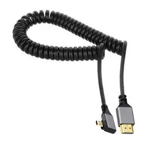 Micro HDMI 2.0 Male to HDMI Male 4K 60hz Stretch Coiled Cable Right Angled 90 Degree for HDTV Computer Laptop Monitor Micro HDMI 2.0 Male to HDMI Male 4K 60hz Stretch Coiled Cable Right Angled 90 Degree for HDTV Computer Laptop Monitor