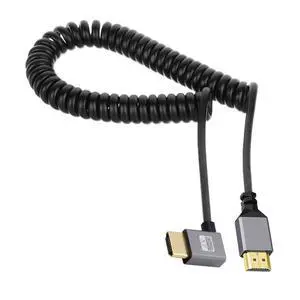HDMI 2.0 Male to HDMI Male 4K 60hz Stretch Coiled Cable Right Angled 90 Degree for HDTV Computer Laptop Monitor HDMI 2.0 Male to HDMI Male 4K 60hz Stretch Coiled Cable Right Angled 90 Degree for HDTV Computer Laptop Monitor