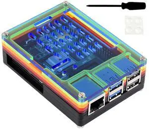 Rainbow Acrylic Case for Raspberry Pi 5, Colorful Translucent Acrylic Case, Supports Installing Official Active Cooler Nice Looking Dustproof Rainbow Acrylic Case for Raspberry Pi 5, Colorful Translucent Acrylic Case, Supports Installing Official Active Cooler Nice Looking Dustproof
