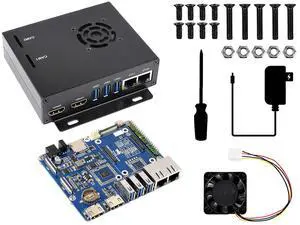 Waveshare Dual Gigabit Ethernet Base Board Kit with Metal Case and Cooling Fan for Raspberry Pi Compute Module 4 Lite/EMMC Series, with DSI Ports/CSI Camera Ports/Gigabit ETH Ports/40Pin GPIO Header Waveshare Dual Gigabit Ethernet Base Board Kit with Metal Case and Cooling Fan for Raspberry Pi Compute Module 4 Lite/EMMC Series, with DSI Ports/CSI Camera Ports/Gigabit ETH Ports/40Pin GPIO Header