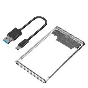 Portable 2.5 Inch SATA Hard Drive Disk Enclosure Plastic with USB-C / Micro-B Port for 2.5" SATA SSD (Transparent,with USB-C to USB3.0 Cable) Portable 2.5 Inch SATA Hard Drive Disk Enclosure Plastic with USB-C / Micro-B Port for 2.5" SATA SSD (Transparent,with USB-C to USB3.0 Cable)