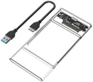 Portable 2.5 Inch SATA Hard Drive Disk Enclosure Plastic with USB-C / Micro-B Port for 2.5" SATA SSD (Transparent,with Micro-B to USB3.0 Cable) Portable 2.5 Inch SATA Hard Drive Disk Enclosure Plastic with USB-C / Micro-B Port for 2.5" SATA SSD (Transparent,with Micro-B to USB3.0 Cable)