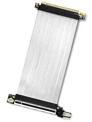 PCIE 5.0 X16 Graphics Card Extension Cable GPU Adapter 64GBS High Speed Silver Plated for ITX Chassis (90 Degree,25CM) PCIE 5.0 X16 Graphics Card Extension Cable GPU Adapter 64GBS High Speed Silver Plated for ITX Chassis (90 Degree,25CM)
