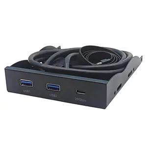 2Ports USB3.2 Front Panel Bracket 5.25/3.5 Floppy Bay 19Pin to USB Hub HD Audio Earphone/USB-C 20Gbps with Cable for Desktop (Type D) 2Ports USB3.2 Front Panel Bracket 5.25/3.5 Floppy Bay 19Pin to USB Hub HD Audio Earphone/USB-C 20Gbps with Cable for Desktop (Type D)