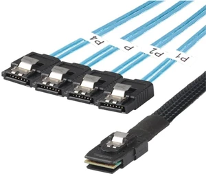 JMT MINI SAS 8087 Server Cable Male Female High-Speed MINI SAS 8087 to Slim SAS 8654 4I/4X SATA 7P Adapter (to 4X SATA 7P Female,100cm) JMT MINI SAS 8087 Server Cable Male Female High-Speed MINI SAS 8087 to Slim SAS 8654 4I/4X SATA 7P Adapter (to 4X SATA 7P Female,100cm)