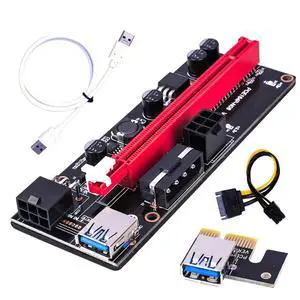 PCI-E 1X to 16X Riser Card Extension Cable USB 3.0 Adapter, 6-Pin Extra Power Supply Support 009S GPU (60CM,White Cable) PCI-E 1X to 16X Riser Card Extension Cable USB 3.0 Adapter, 6-Pin Extra Power Supply Support 009S GPU (60CM,White Cable)