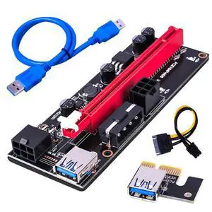 PCI-E 1X to 16X Riser Card Extension Cable USB 3.0 Adapter, 6-Pin Extra Power Supply Support 009S GPU (60CM,Blue Cable) PCI-E 1X to 16X Riser Card Extension Cable USB 3.0 Adapter, 6-Pin Extra Power Supply Support 009S GPU (60CM,Blue Cable)