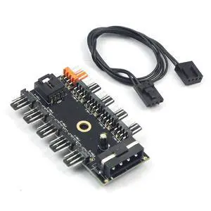 JMT PC 1 to 10 4Pin / SATA Cooling Fan Hub Cooler Splitter Cable PWM 12V Led Speed Power Supply Adapter for Mini Computer (4PIN) JMT PC 1 to 10 4Pin / SATA Cooling Fan Hub Cooler Splitter Cable PWM 12V Led Speed Power Supply Adapter for Mini Computer (4PIN)