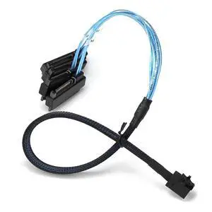 Mini SAS HD SFF-8643 to 4X SFF-8482 29-Pin Server Cable Server RAID Cord for HDD/SSD (50CM) Mini SAS HD SFF-8643 to 4X SFF-8482 29-Pin Server Cable Server RAID Cord for HDD/SSD (50CM)