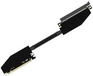 ADT-K33 PCIe 5.0 x16 Dual Reverse Bend Graphics Card Extension Cable Gen5 512Gbps Compatible with RTX 50xx, RX 90xx Series GPU (K33UF-TR-FG-BK11,30CM) ADT-K33 PCIe 5.0 x16 Dual Reverse Bend Graphics Card Extension Cable Gen5 512Gbps Compatible with RTX 50xx, RX 90xx Series GPU (K33UF-TR-FG-BK11,30CM)