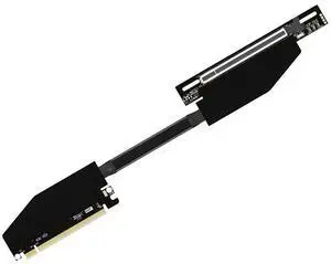 ADT-K33 PCIe 5.0 x16 Dual Reverse Bend Graphics Card Extension Cable Gen5 512Gbps Compatible with RTX 50xx, RX 90xx Series GPU (K33UP-TR-BK11,30CM) ADT-K33 PCIe 5.0 x16 Dual Reverse Bend Graphics Card Extension Cable Gen5 512Gbps Compatible with RTX 50xx, RX 90xx Series GPU (K33UP-TR-BK11,30CM)