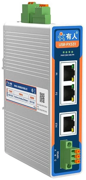 USR-PX Series Modbus Industrial Protocol Converter with RJ45 Ethernet Port Compatible with EtherCAT/PROFINET/CANopen Protocol (USR-PX531) USR-PX Series Modbus Industrial Protocol Converter with RJ45 Ethernet Port Compatible with EtherCAT/PROFINET/CANopen Protocol (USR-PX531)